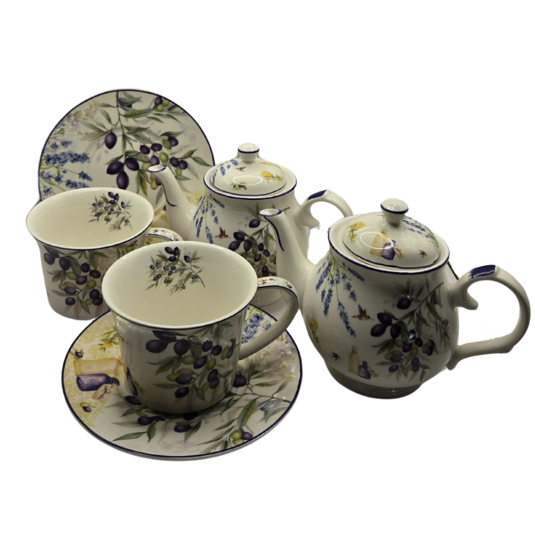 Premium Lavender & Olive Porcelain Tea Set – For 2