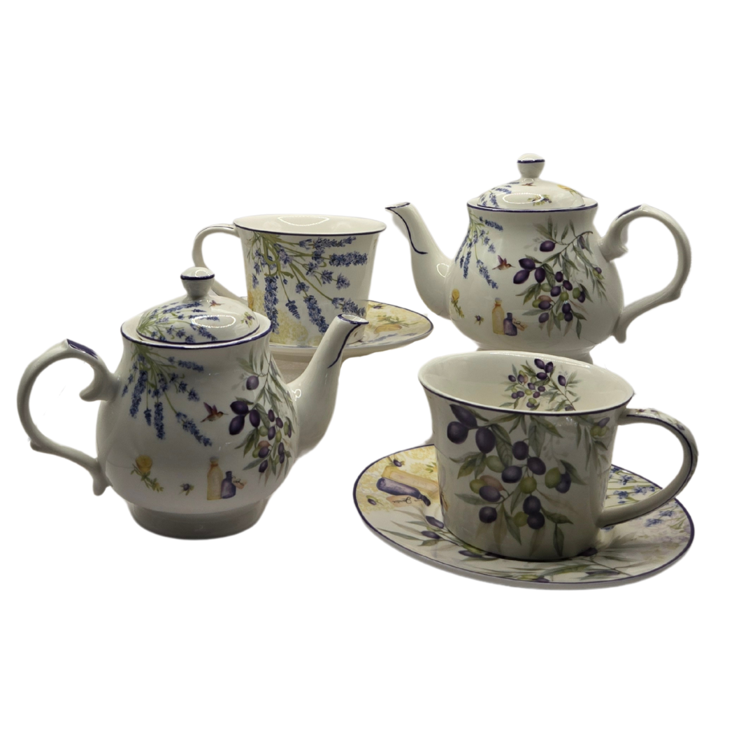 Premium Lavender & Olive Porcelain Tea Set – For 2