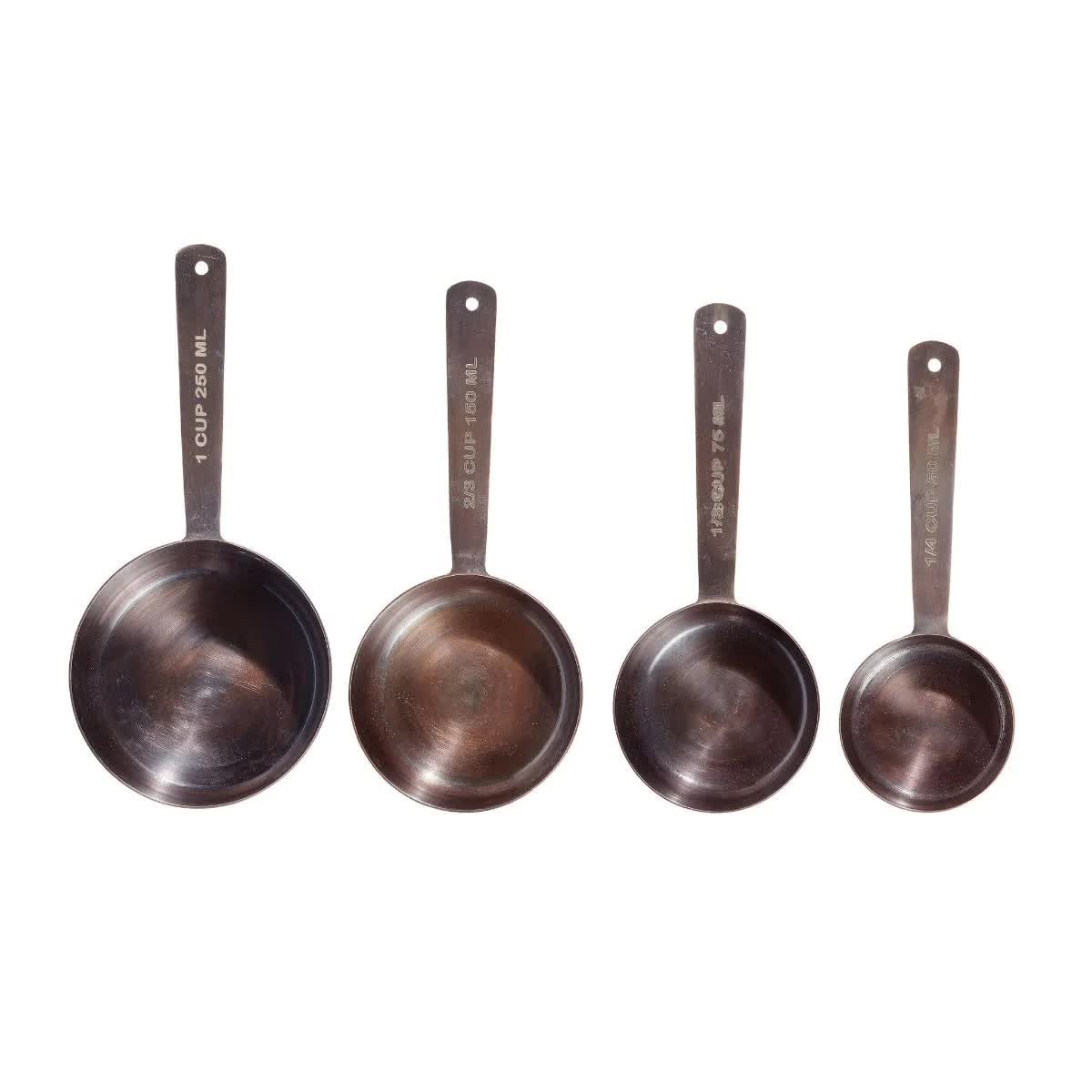 Antique Copper Measuring Cup Set - 1 Cup, ½ Cup, ⅓ Cup, ¼ Cup - Durable Stainless Steel - SuperSaverAU - view 2