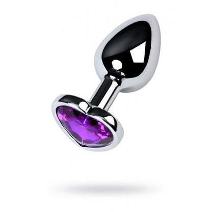 Small Metal Anal Plug with Purple Heart Crystal