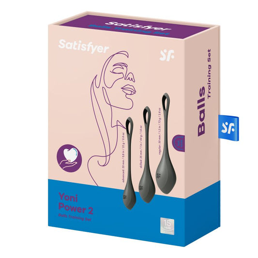 Satisfyer Yoni Power Balls 2 - Black, 3 Pc Set, Silicone