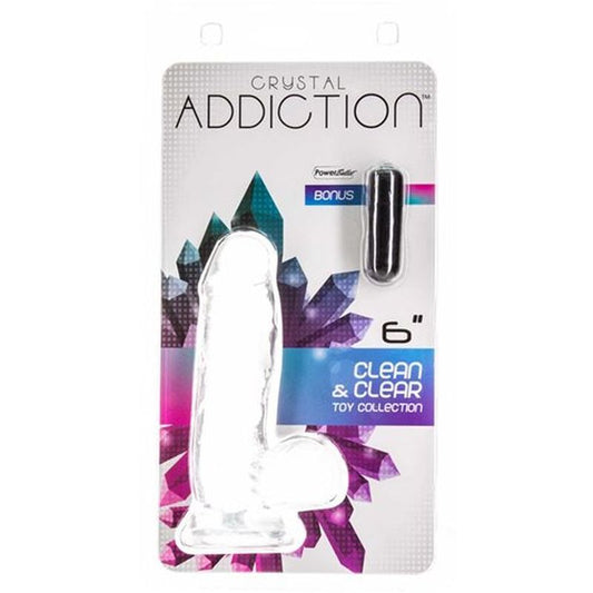Addiction 6In Crystal Dildo with Balls - Clear