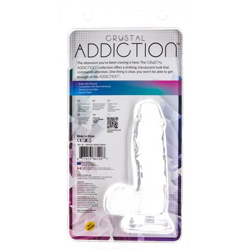Addiction 6In Crystal Dildo with Balls - Clear