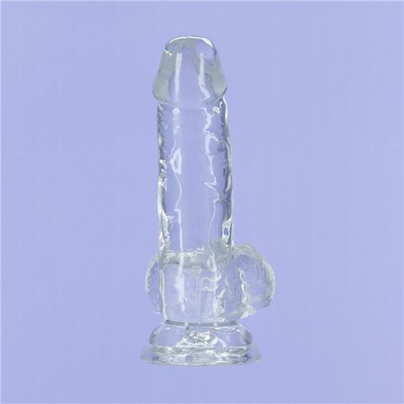 Addiction 6In Crystal Dildo with Balls - Clear