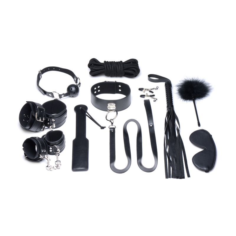 Strict Deluxe 10-Piece Bondage Set Black