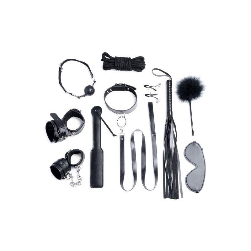 Strict Deluxe 10-Piece Bondage Set Black