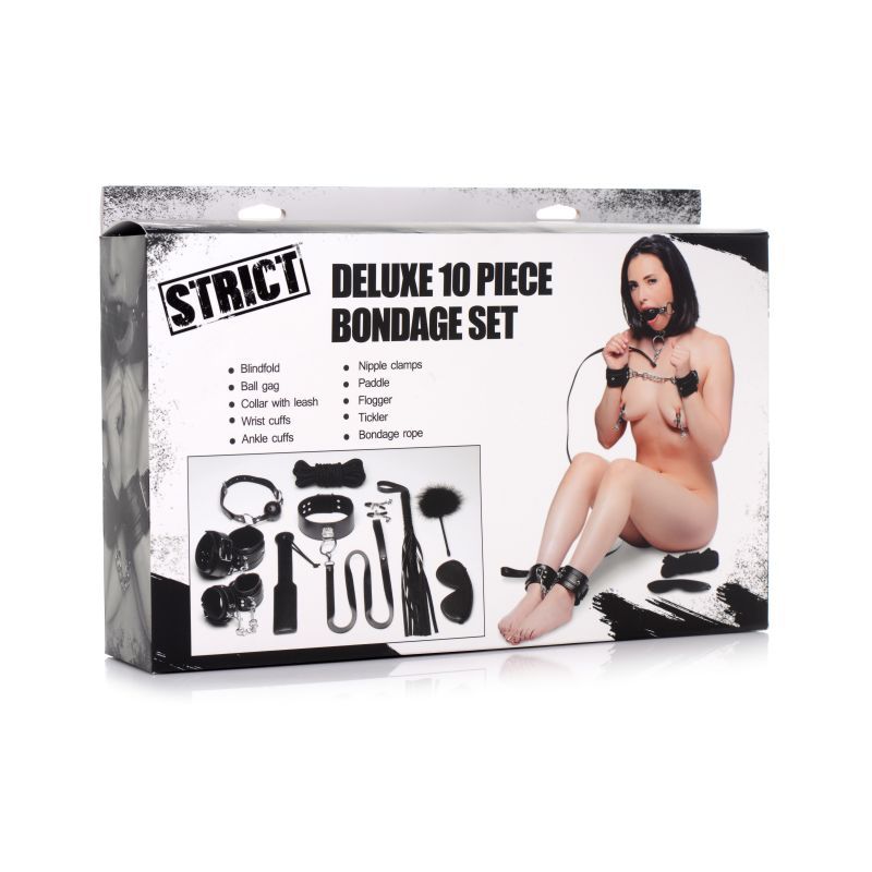 Strict Deluxe 10-Piece Bondage Set Black
