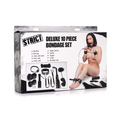 Strict Deluxe 10-Piece Bondage Set Black