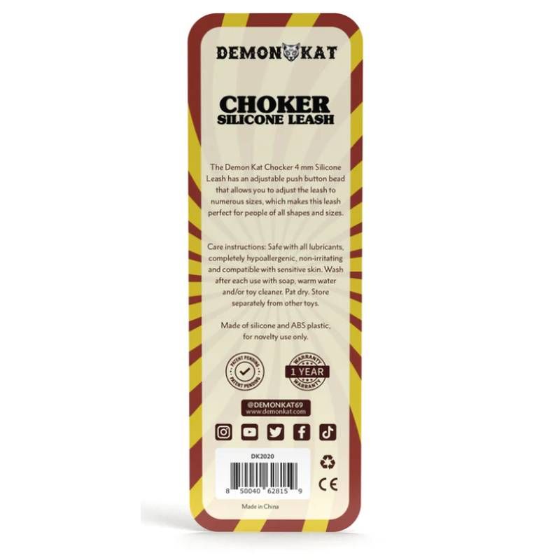 Demon Kat Hypoallergenic Silicone Choker Leash - Black
