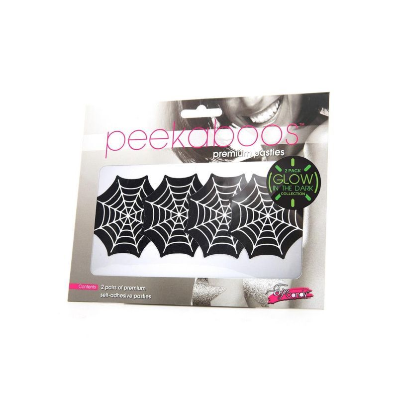 Peekaboo Glow in the Dark Web Pasties - 2 Pairs