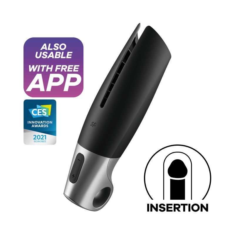 Satisfyer Power Masturbator - Black & Silver - 14 Vibration Modes