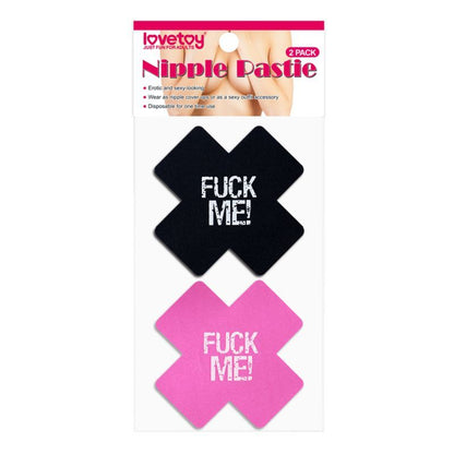 Lovetoy Nipple Pasties Twin Pack - Black, Cross Pattern