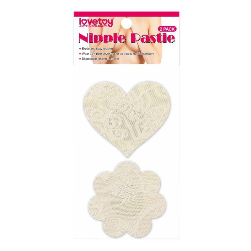 Lovetoy Nipple Pasties Twin Pack - Nude, Cross Pattern