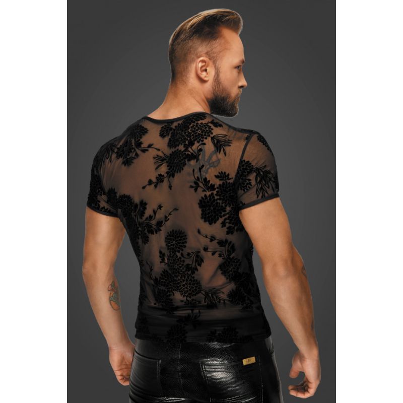 Noir Flock Embroidery Slim-Fit T-Shirt for Men