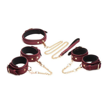 Burgundy 6 Pc Velvet Bondage Set - Couples BDSM Gear