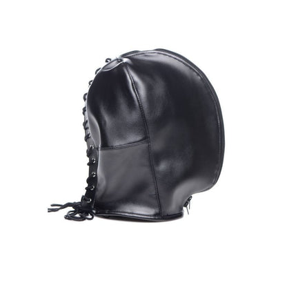 Strict Zip Front Bondage Hood - Black, Sensory Deprivation