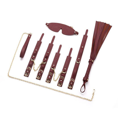 Daytona 8-Piece Burgundy Gold Bondage Play Kit