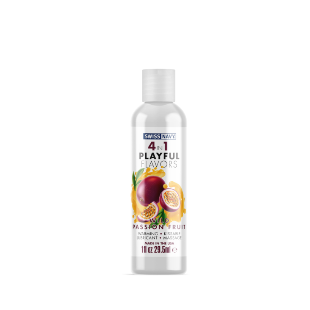 Swiss Navy 4 in 1 Wild Passion Fruit Flavored Lubricant - 4oz/1oz
