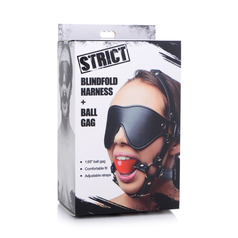 Blindfold Harness with Red Ball Gag - Sensory Play Accessory