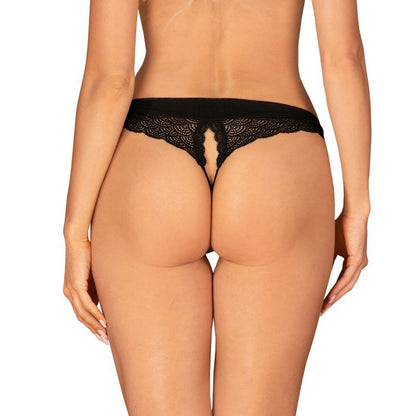 Obsessive Chemeris Crotchless Panties - Black Lace Design