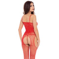Rene Rofe Sexy Sparkle Crotchless Bodystocking Black - Red - SuperSaverAU - view 4