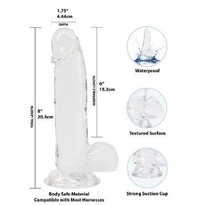 Addiction 8-Inch Crystal Dildo with Suction Cup - Clear