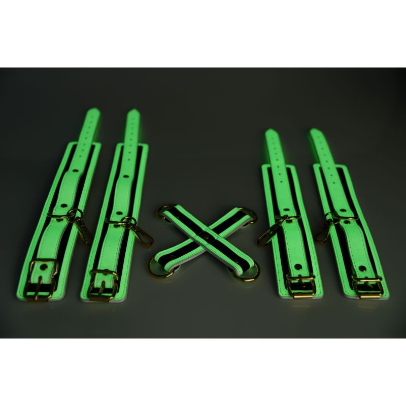 Master Series Kink In The Dark Glowing Hog Tie Set - Fluro Green