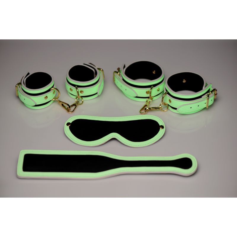 Master Series Kink In The Dark Glowing Bondage Set - Fluro Green