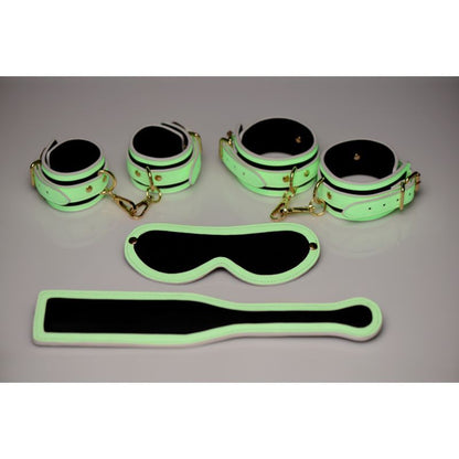 Master Series Kink In The Dark Glowing Bondage Set - Fluro Green