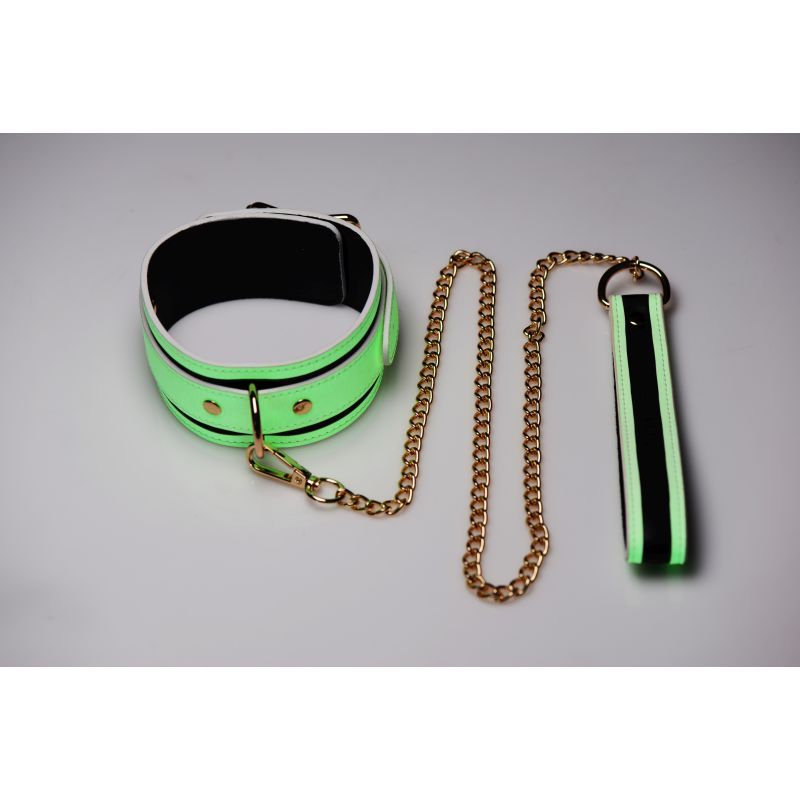 Master Series Glowing Collar and Lead Set in Fluorescent Green