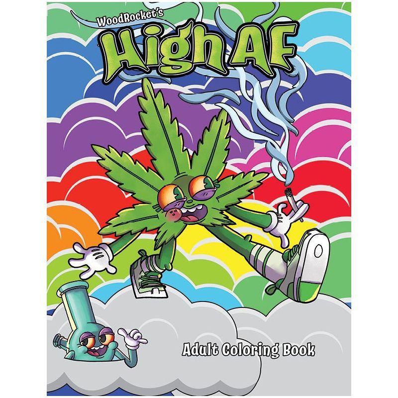 Wood Rocket High Af Adult Colouring Book - Cannabis Theme