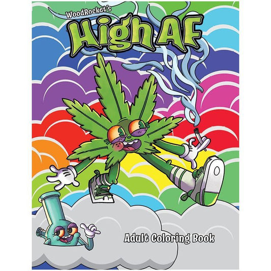 Wood Rocket High Af Adult Colouring Book - Cannabis Theme