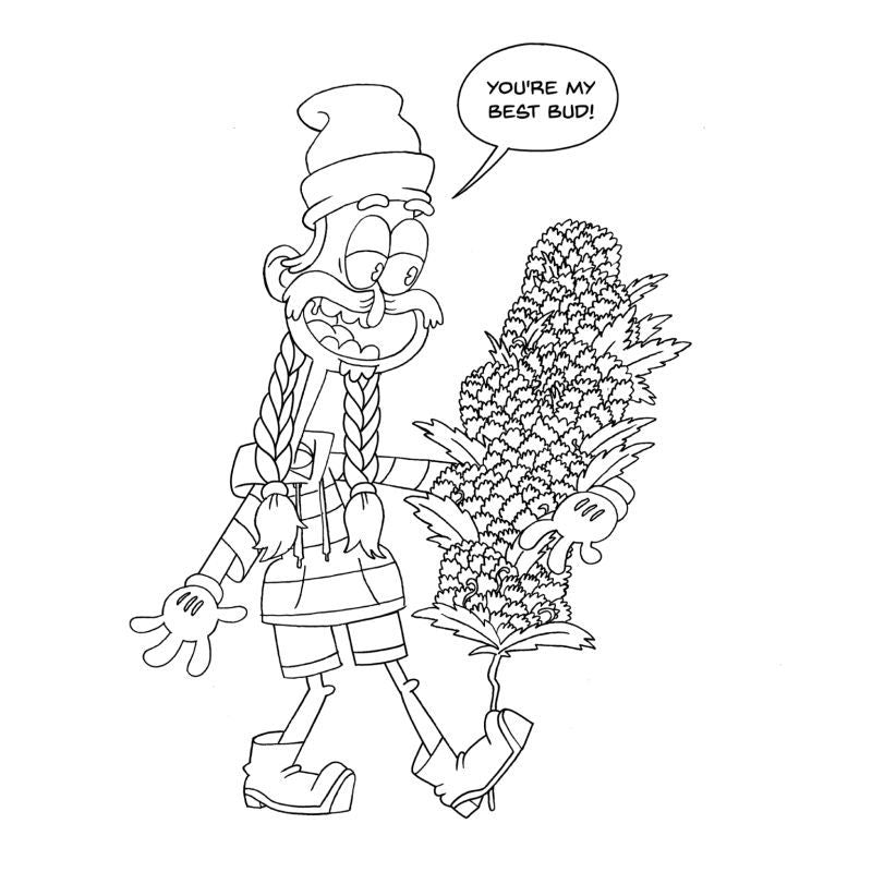 Wood Rocket High Af Adult Colouring Book - Cannabis Theme