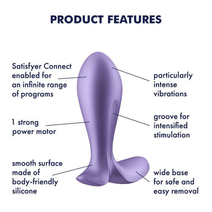 Satisfyer Intensity Plug - Purple, App-Controlled, Waterproof Silicone