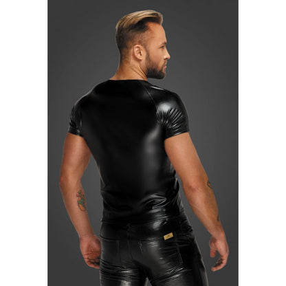 Noir Wetlook T-Shirt with Snake Sleeves - Black - XL