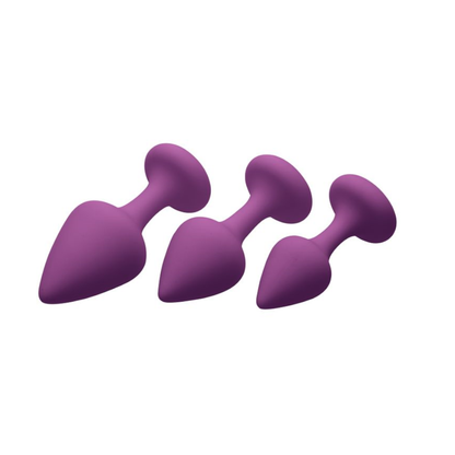 Frisky Purple Pleasures 3-Piece Silicone Anal Plug Set