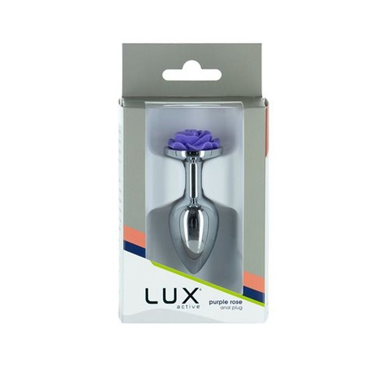 Lux Active Purple Rose Metal Butt Plug - 3In