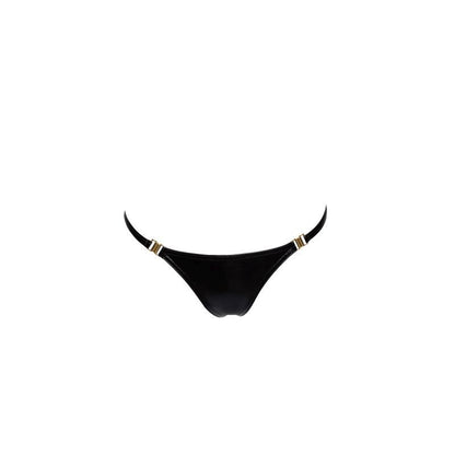 Noir Wetlook Panty with Gold Clasps - Easy Access