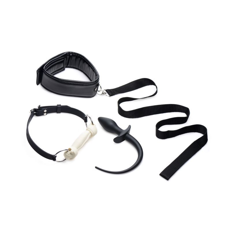Tailz Puppy Play Set – Gag Plug, Tail & Collar in Black