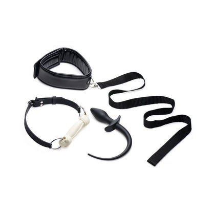 Tailz Puppy Play Set – Gag Plug, Tail & Collar in Black