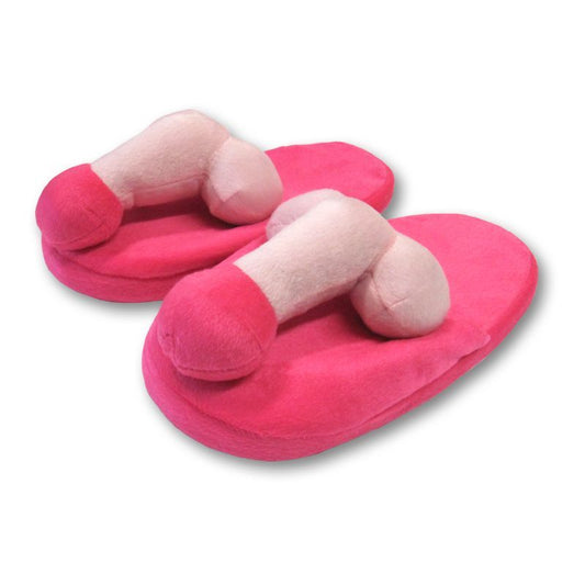 Novelty Pecker Slippers in Pink - One Size