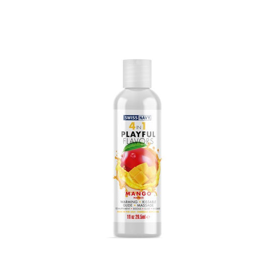 Swiss Navy 4 In 1 Mango Lubricant 1Oz - Warming, Edible, Massage Oil
