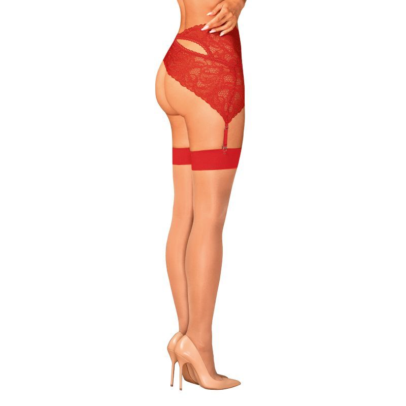 Obsessive S814 Red Stockings - Elegant Thigh-Highlighting Design