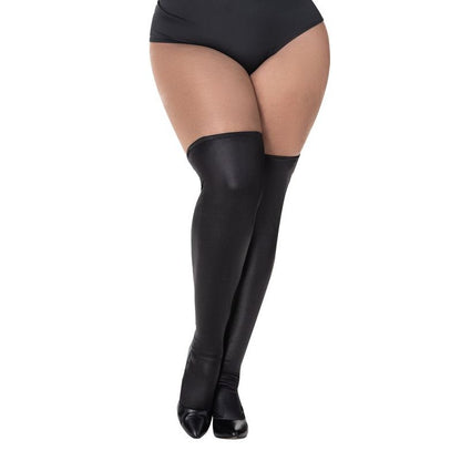 Mapale Vinyl Thigh High Stockings Gloss Black - Large/Extra Large