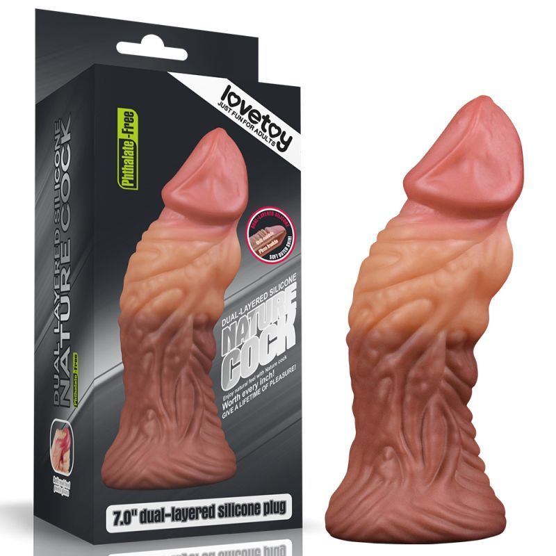 Lovetoy Nature Cock 7In Dual Layer Silicone Dildo