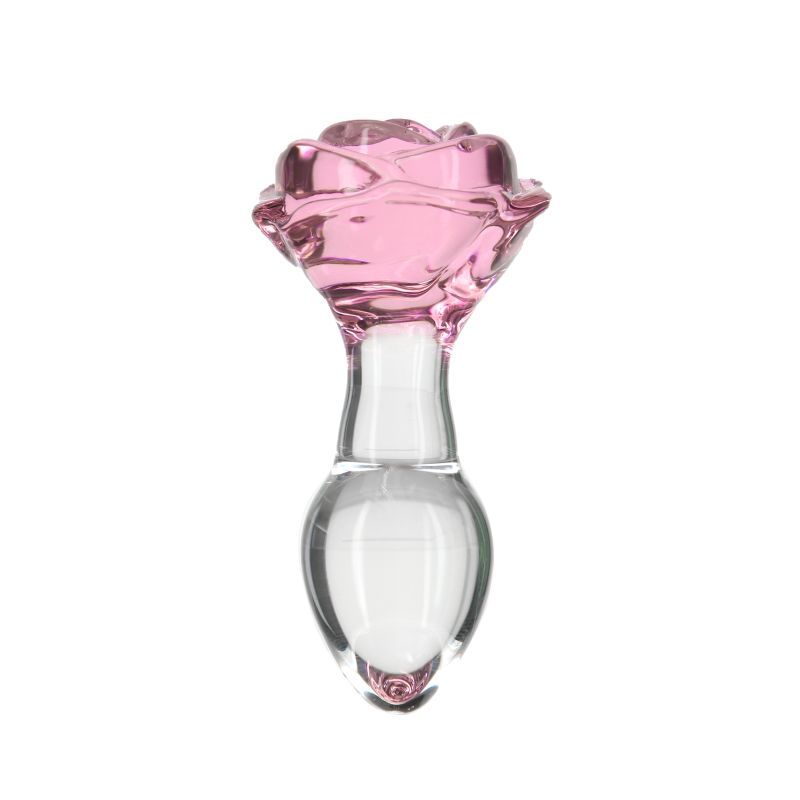 Pillow Talk Luxurious Glass Anal Plug - Temperature Play, Rose Base