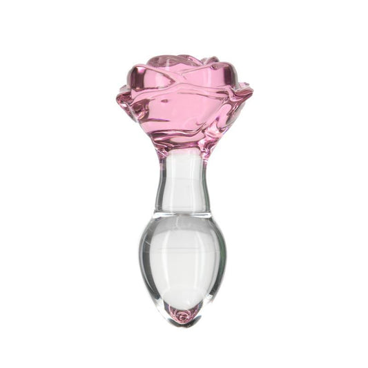 Pillow Talk Luxurious Glass Anal Plug - Temperature Play, Rose Base