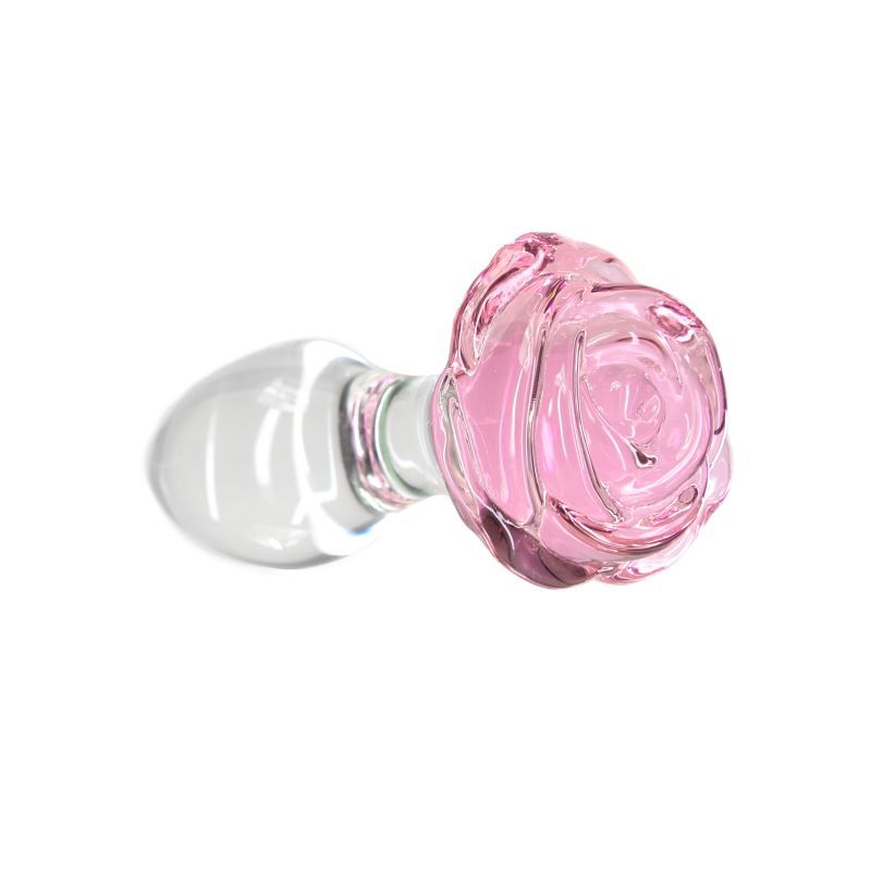 Pillow Talk Luxurious Glass Anal Plug - Temperature Play, Rose Base