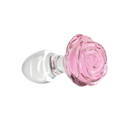 Pillow Talk Luxurious Glass Anal Plug - Temperature Play, Rose Base