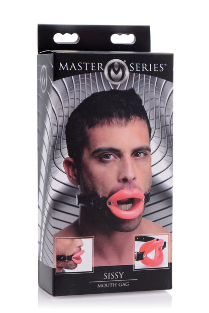 Master Series Sissy Mouth Gag - Leather Strap, Silicone Insert